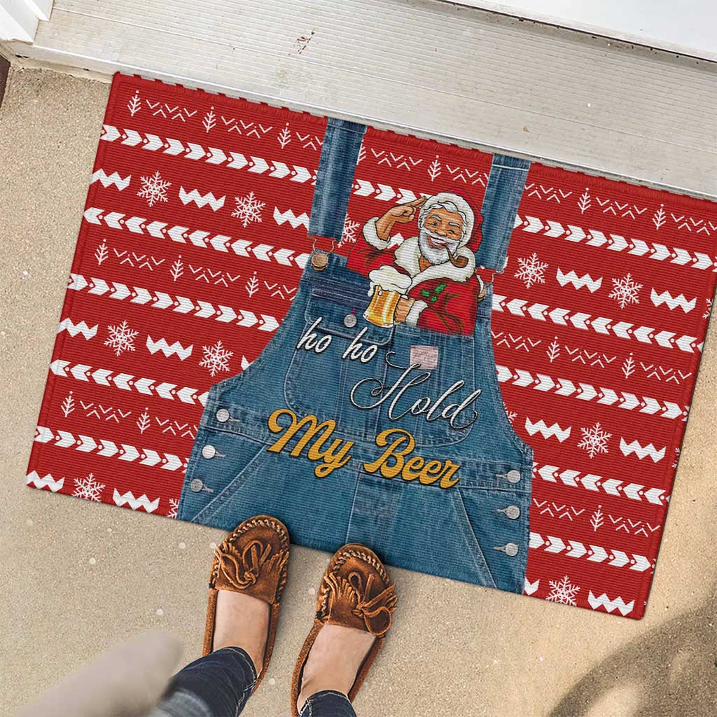 Ho Ho Hold My Beer Santa Christmas Design Rubber Doormat Xmas Holiday Patterns - Wonder Print Shop