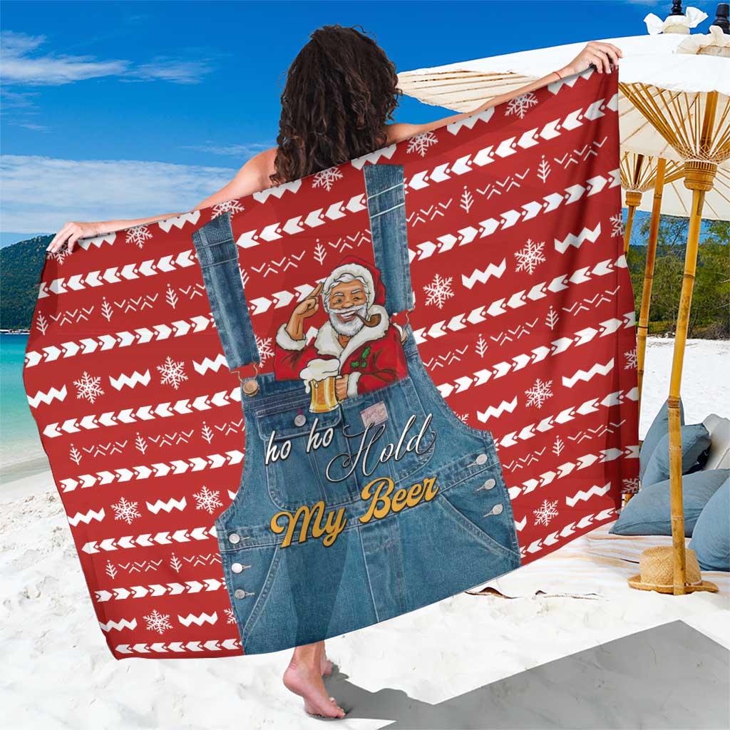 Ho Ho Hold My Beer Santa Christmas Design Sarong Xmas Holiday Patterns - Wonder Print Shop
