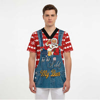 Ho Ho Hold My Beer Santa Christmas Design Scrub Top Xmas Holiday Patterns - Wonder Print Shop