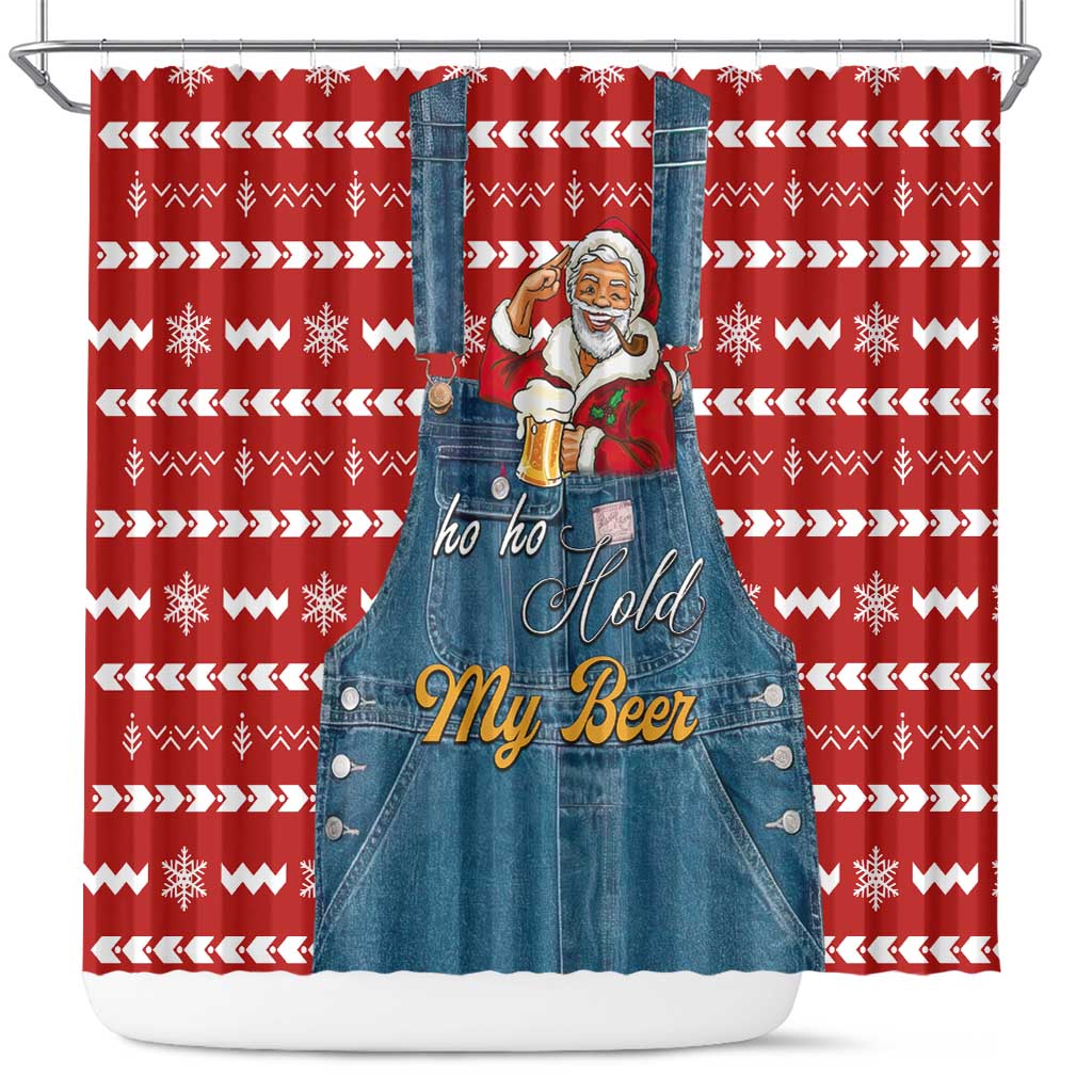 Ho Ho Hold My Beer Santa Christmas Design Shower Curtain Xmas Holiday Patterns - Wonder Print Shop