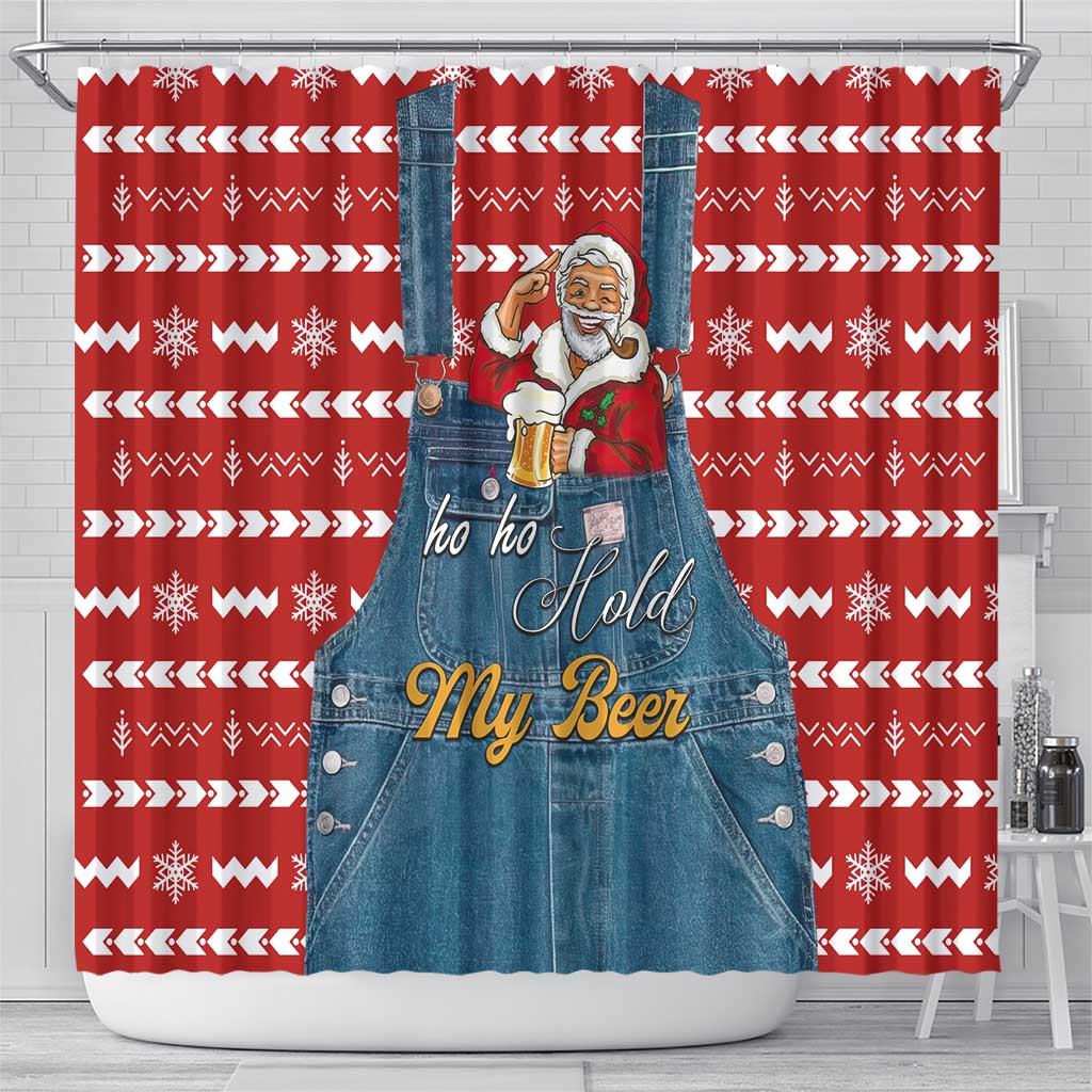 Ho Ho Hold My Beer Santa Christmas Design Shower Curtain Xmas Holiday Patterns - Wonder Print Shop