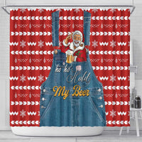 Ho Ho Hold My Beer Santa Christmas Design Shower Curtain Xmas Holiday Patterns - Wonder Print Shop
