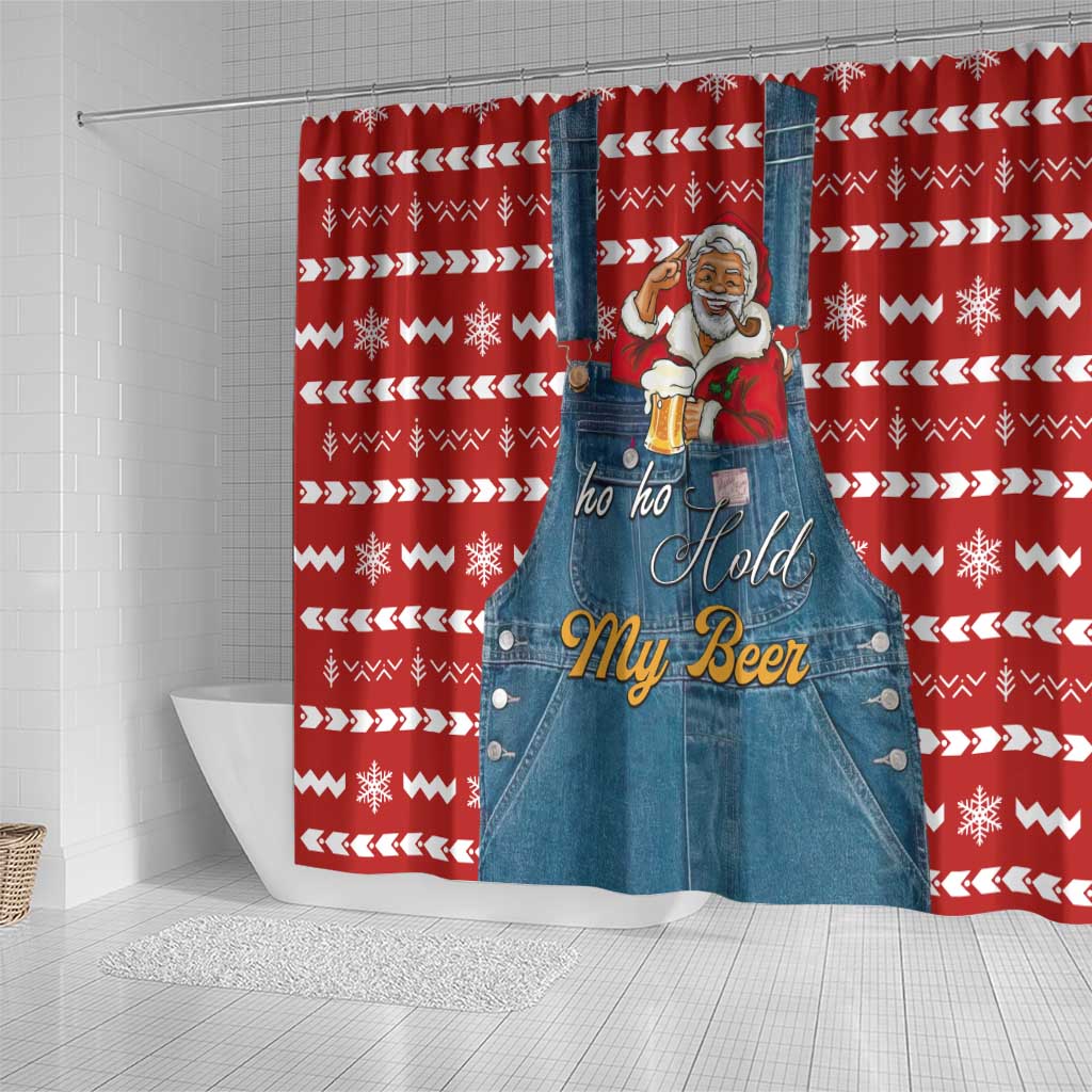 Ho Ho Hold My Beer Santa Christmas Design Shower Curtain Xmas Holiday Patterns - Wonder Print Shop