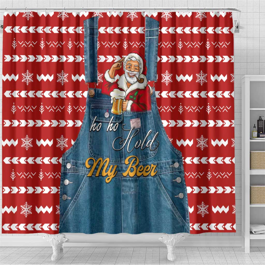 Ho Ho Hold My Beer Santa Christmas Design Shower Curtain Xmas Holiday Patterns - Wonder Print Shop