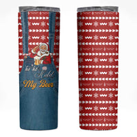 Ho Ho Hold My Beer Santa Christmas Design Skinny Tumbler Xmas Holiday Patterns - Wonder Print Shop