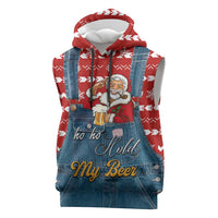 Ho Ho Hold My Beer Santa Christmas Design Sleeveless Hoodie Xmas Holiday Patterns - Wonder Print Shop