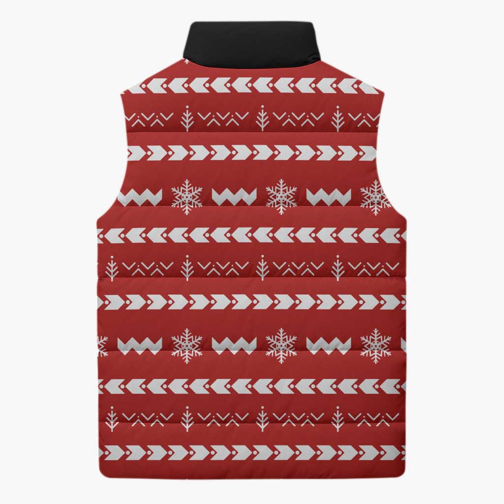 Ho Ho Hold My Beer Santa Christmas Design Sleeveless Puffer Jacket Xmas Holiday Patterns - Wonder Print Shop