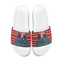 Ho Ho Hold My Beer Santa Christmas Design Slide Sandals Xmas Holiday Patterns - Wonder Print Shop