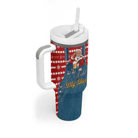 Ho Ho Hold My Beer Santa Christmas Design Tumbler With Handle Xmas Holiday Patterns - Wonder Print Shop