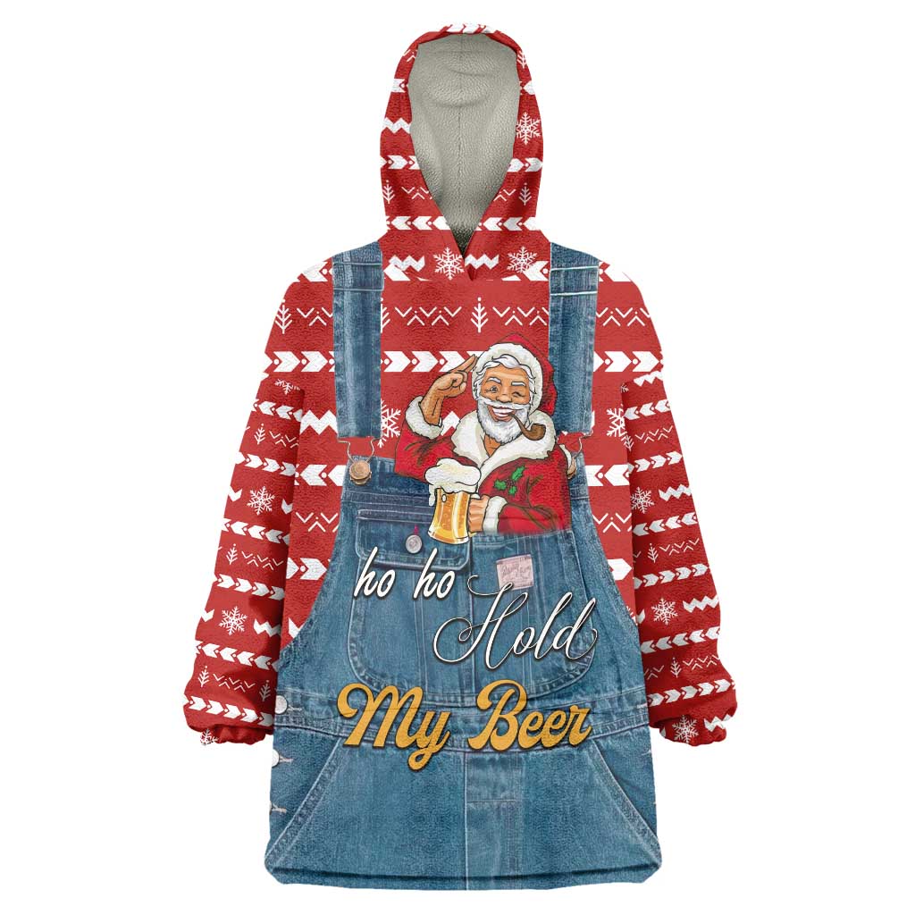 Ho Ho Hold My Beer Santa Christmas Design Wearable Blanket Hoodie Xmas Holiday Patterns - Wonder Print Shop