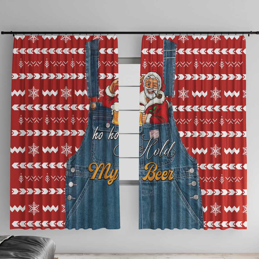 Ho Ho Hold My Beer Santa Christmas Design Window Curtain Xmas Holiday Patterns - Wonder Print Shop