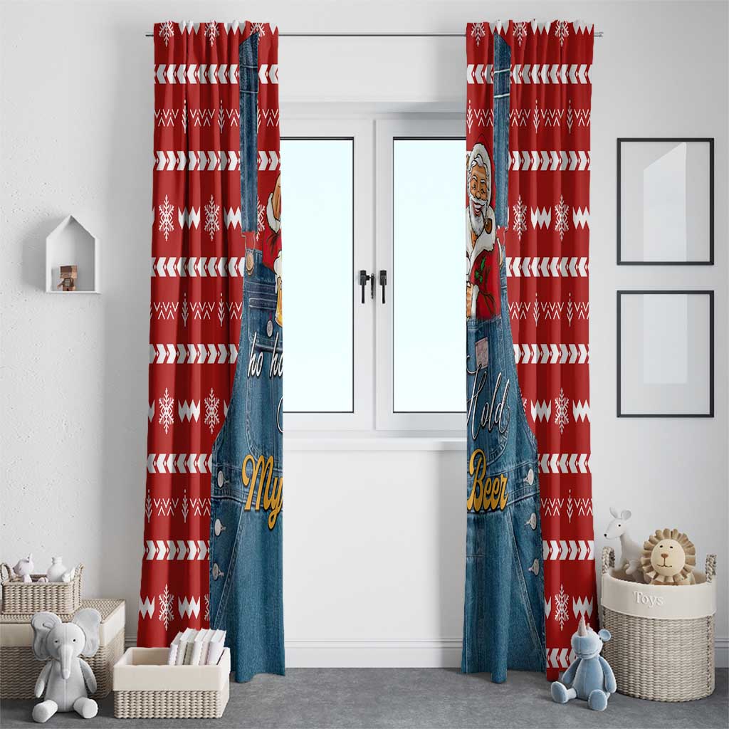 Ho Ho Hold My Beer Santa Christmas Design Window Curtain Xmas Holiday Patterns - Wonder Print Shop