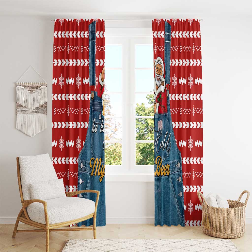 Ho Ho Hold My Beer Santa Christmas Design Window Curtain Xmas Holiday Patterns - Wonder Print Shop