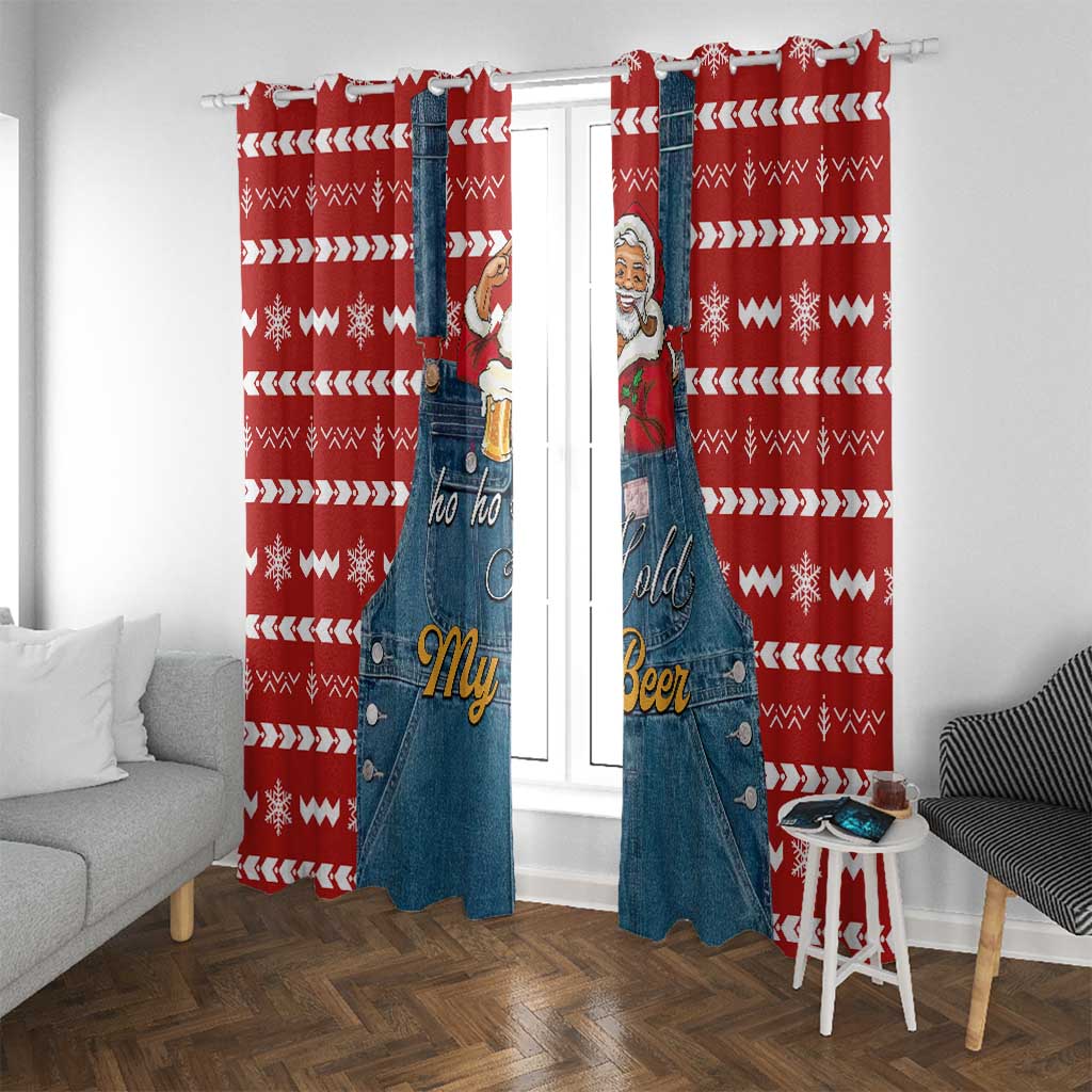 Ho Ho Hold My Beer Santa Christmas Design Window Curtain Xmas Holiday Patterns - Wonder Print Shop