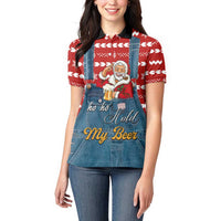 Ho Ho Hold My Beer Santa Christmas Design Women Polo Shirt Xmas Holiday Patterns - Wonder Print Shop