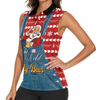 Ho Ho Hold My Beer Santa Christmas Design Women Sleeveless Polo Shirt Xmas Holiday Patterns - Wonder Print Shop