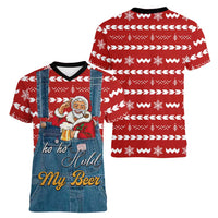 Ho Ho Hold My Beer Santa Christmas Design Women V-Neck T-Shirt Xmas Holiday Patterns - Wonder Print Shop