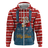 Ho Ho Hold My Beer Santa Christmas Design Zip Hoodie Xmas Holiday Patterns - Wonder Print Shop