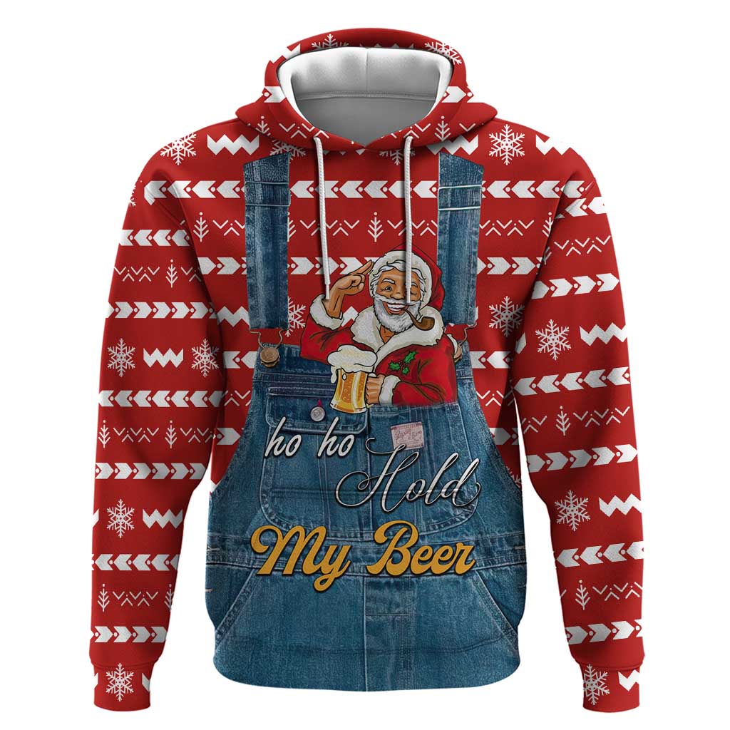 Ho Ho Hold My Beer Santa Christmas Design Zip Hoodie Xmas Holiday Patterns - Wonder Print Shop