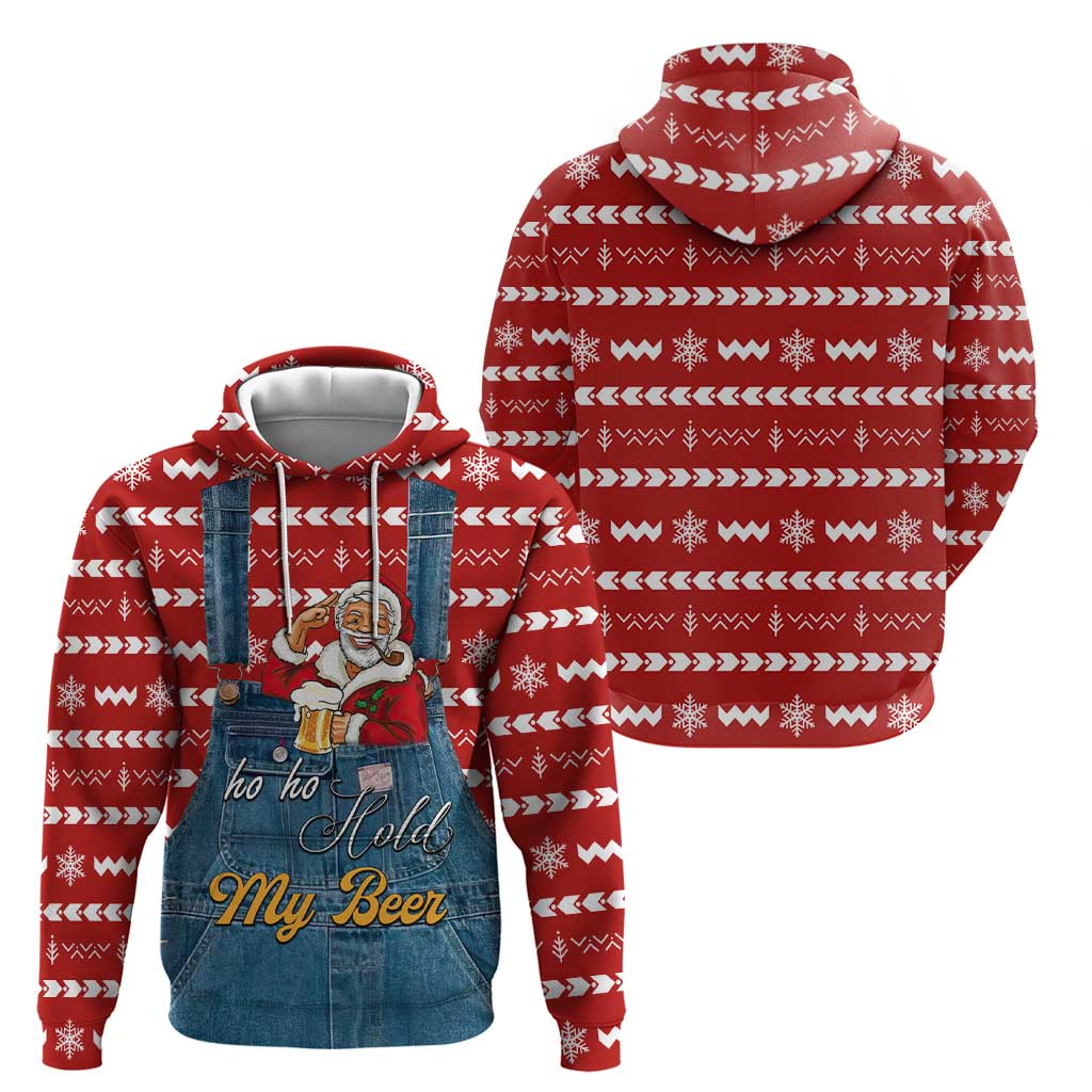 Ho Ho Hold My Beer Santa Christmas Design Zip Hoodie Xmas Holiday Patterns - Wonder Print Shop