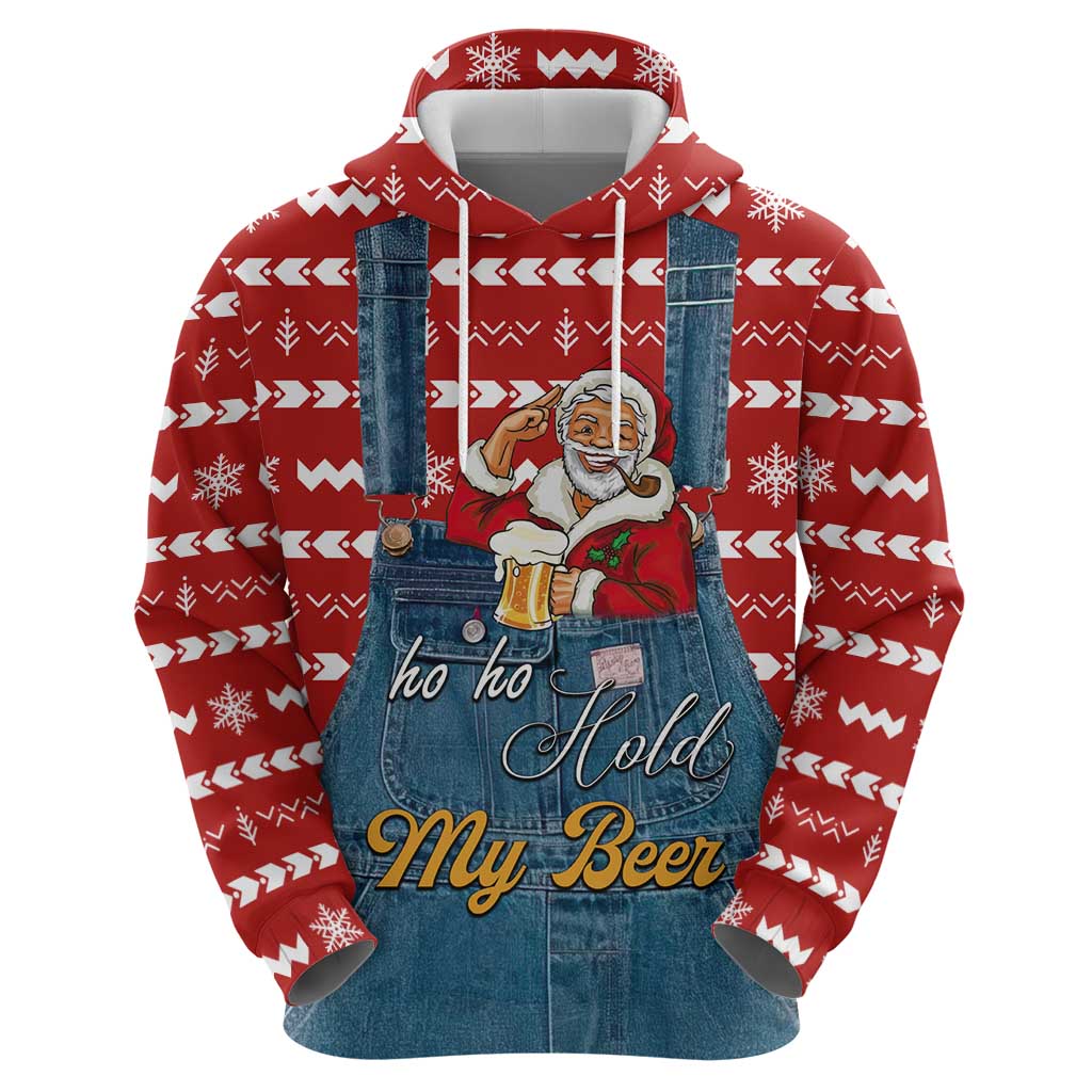 Ho Ho Hold My Beer Santa Christmas Design Zip Hoodie Xmas Holiday Patterns - Wonder Print Shop