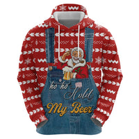 Ho Ho Hold My Beer Santa Christmas Design Zip Hoodie Xmas Holiday Patterns - Wonder Print Shop