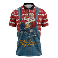Ho Ho Hold My Beer Santa Christmas Design Zipper Polo Shirt Xmas Holiday Patterns - Wonder Print Shop