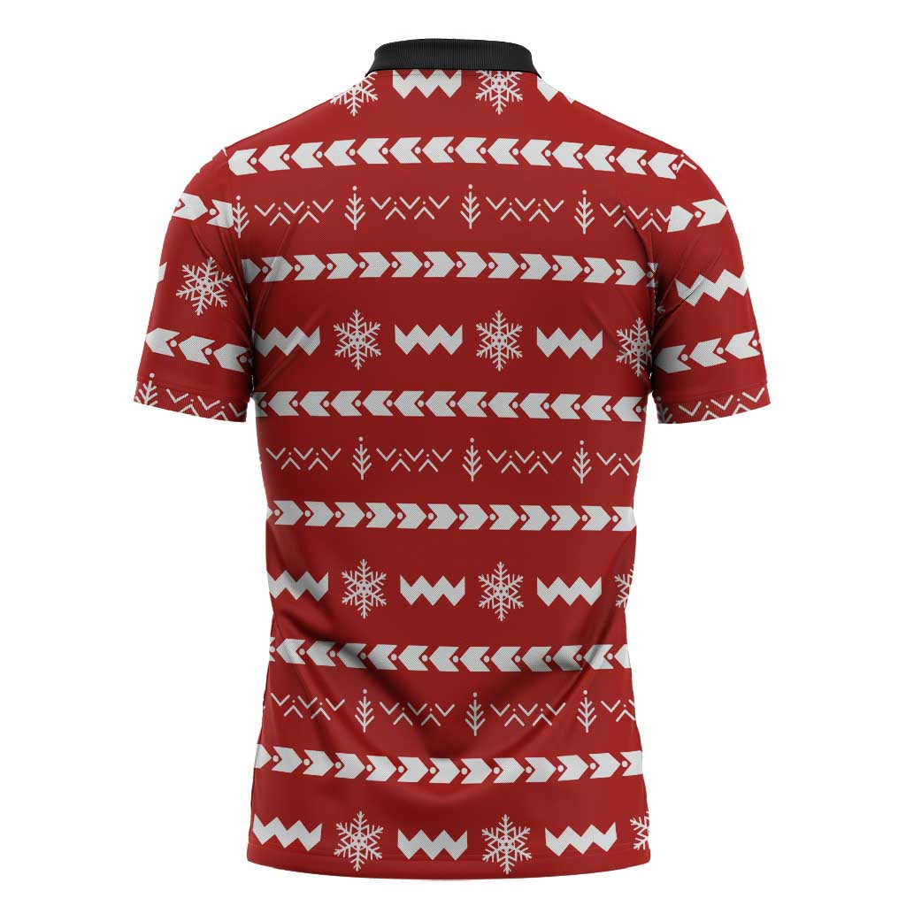 Ho Ho Hold My Beer Santa Christmas Design Zipper Polo Shirt Xmas Holiday Patterns - Wonder Print Shop