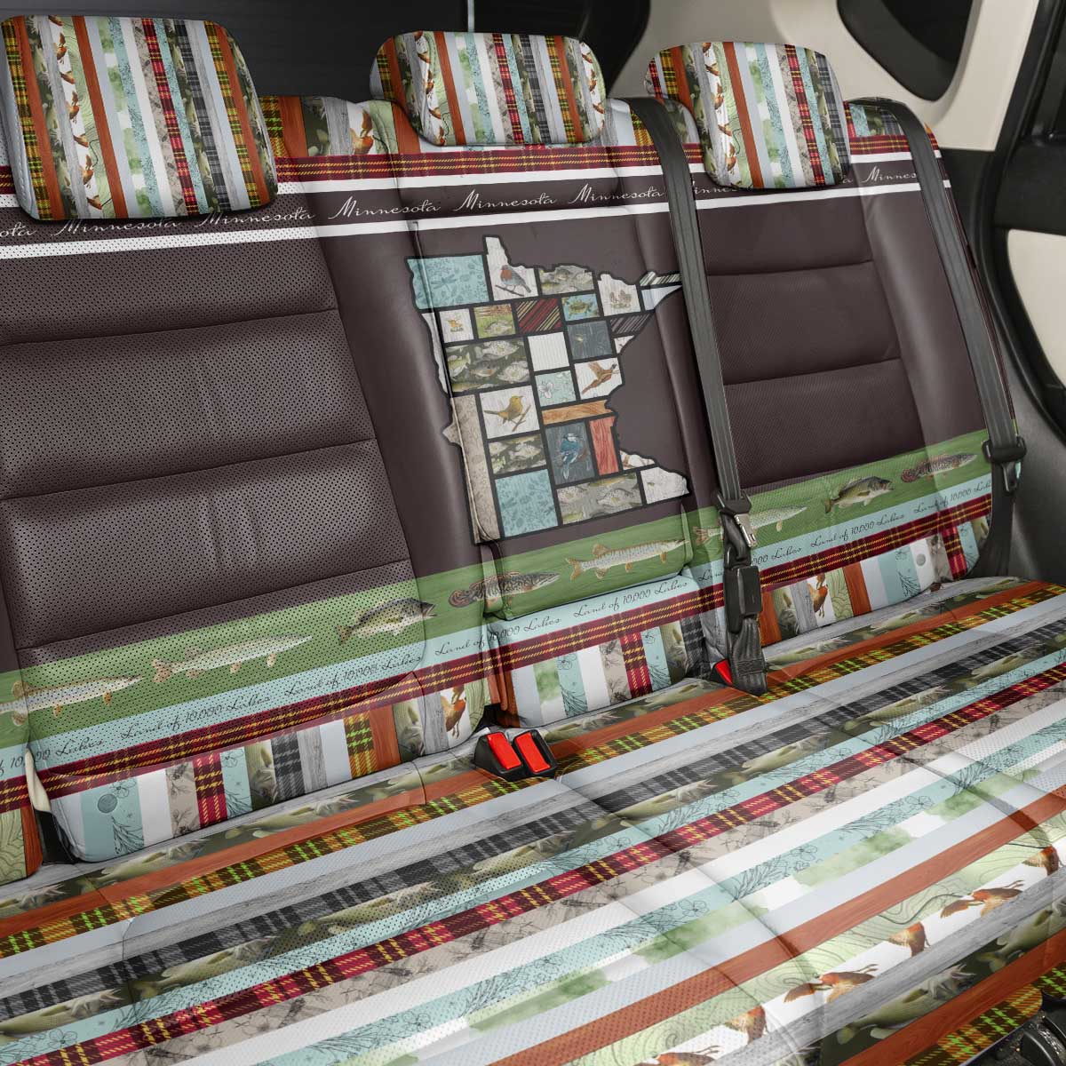 In The Deep Heart Of Minnesota Christmas Design Back Car Seat Cover Xmas Holiday Patterns - Wonder Print Shop