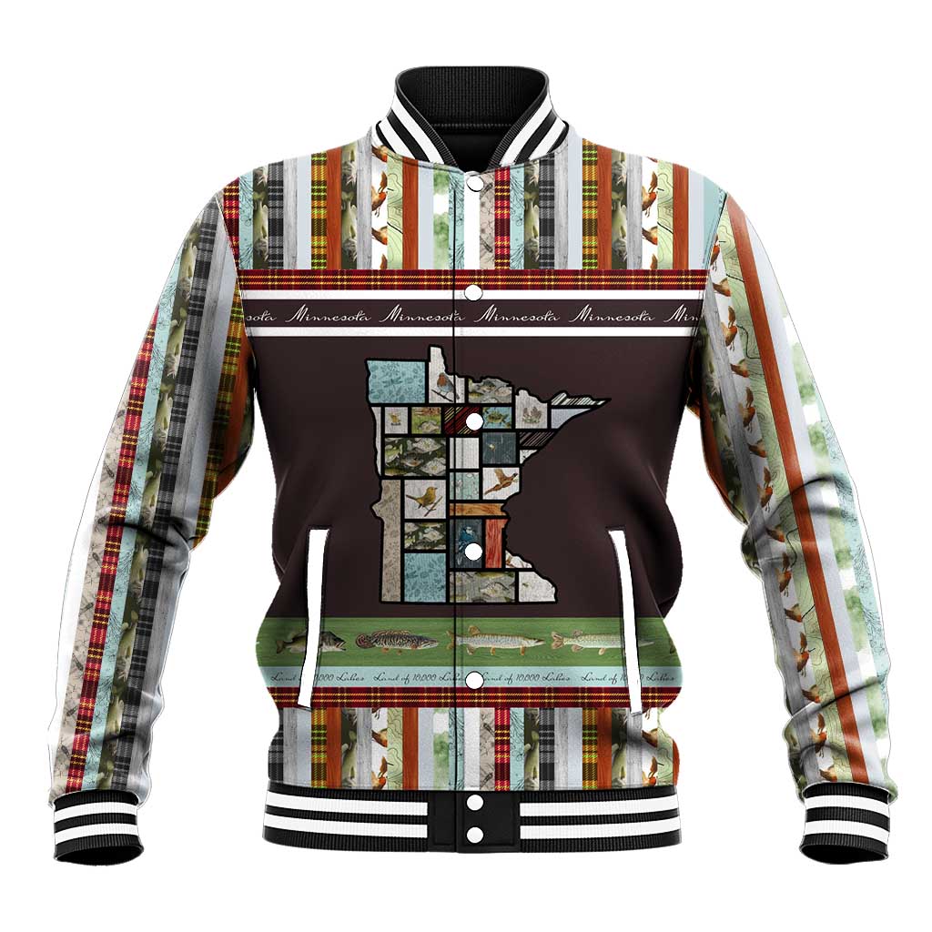 In The Deep Heart Of Minnesota Christmas Design Baseball Jacket Xmas Holiday Patterns - Wonder Print Shop