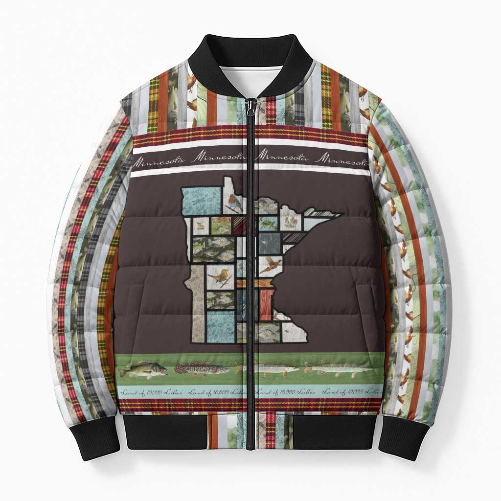In The Deep Heart Of Minnesota Christmas Design Bomber Puffer Jacket Xmas Holiday Patterns - Wonder Print Shop