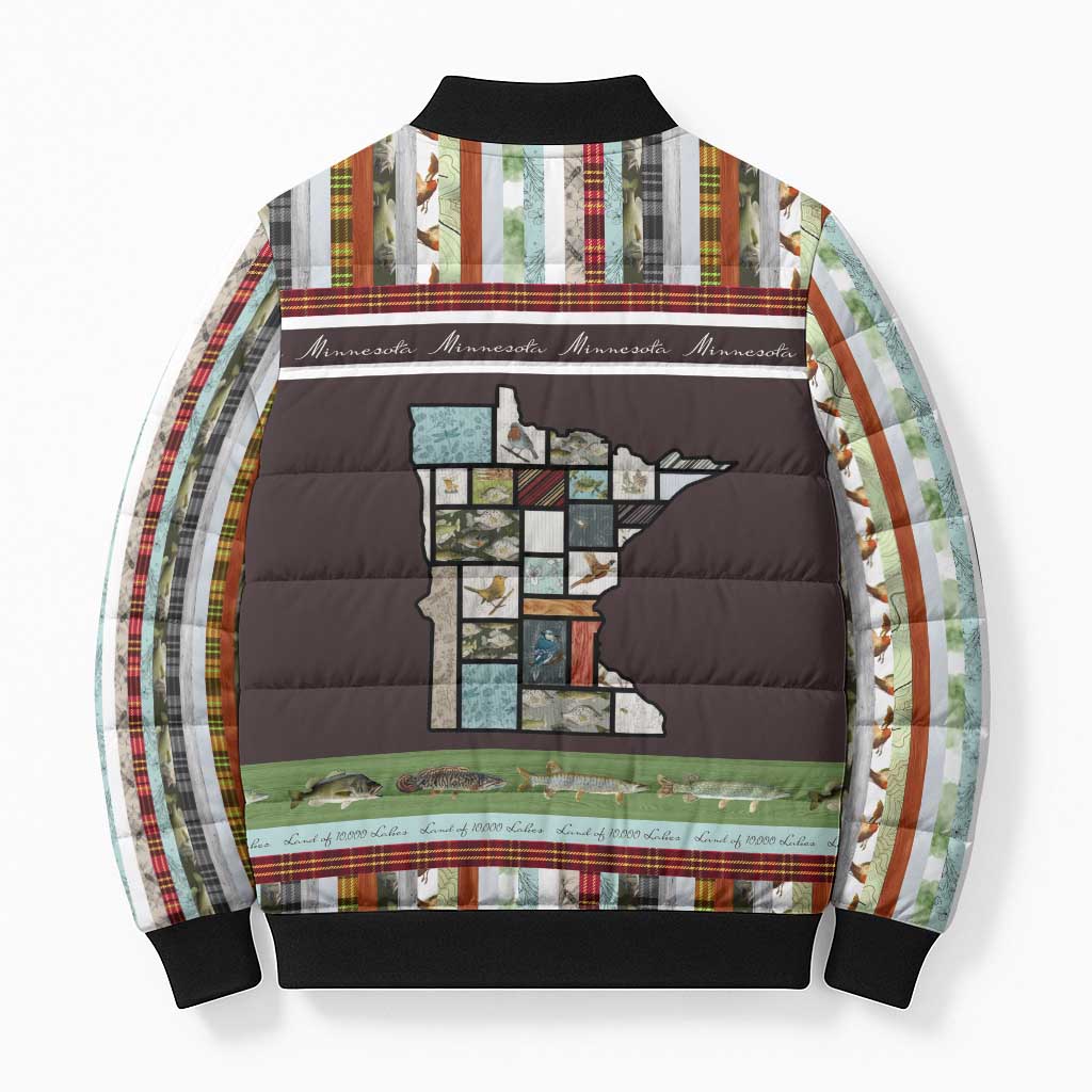 In The Deep Heart Of Minnesota Christmas Design Bomber Puffer Jacket Xmas Holiday Patterns - Wonder Print Shop