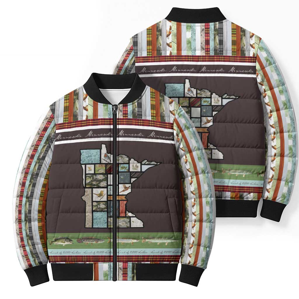 In The Deep Heart Of Minnesota Christmas Design Bomber Puffer Jacket Xmas Holiday Patterns - Wonder Print Shop