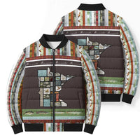 In The Deep Heart Of Minnesota Christmas Design Bomber Puffer Jacket Xmas Holiday Patterns - Wonder Print Shop