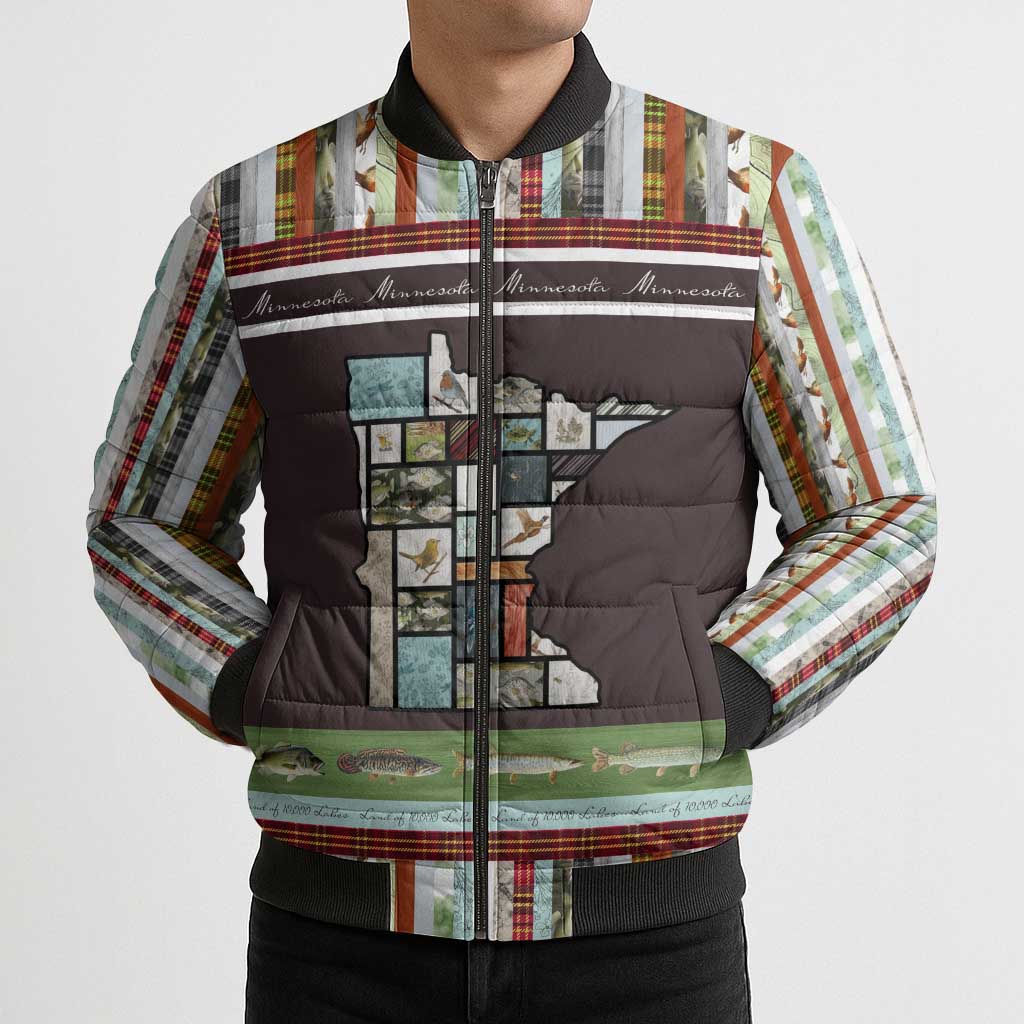 In The Deep Heart Of Minnesota Christmas Design Bomber Puffer Jacket Xmas Holiday Patterns - Wonder Print Shop