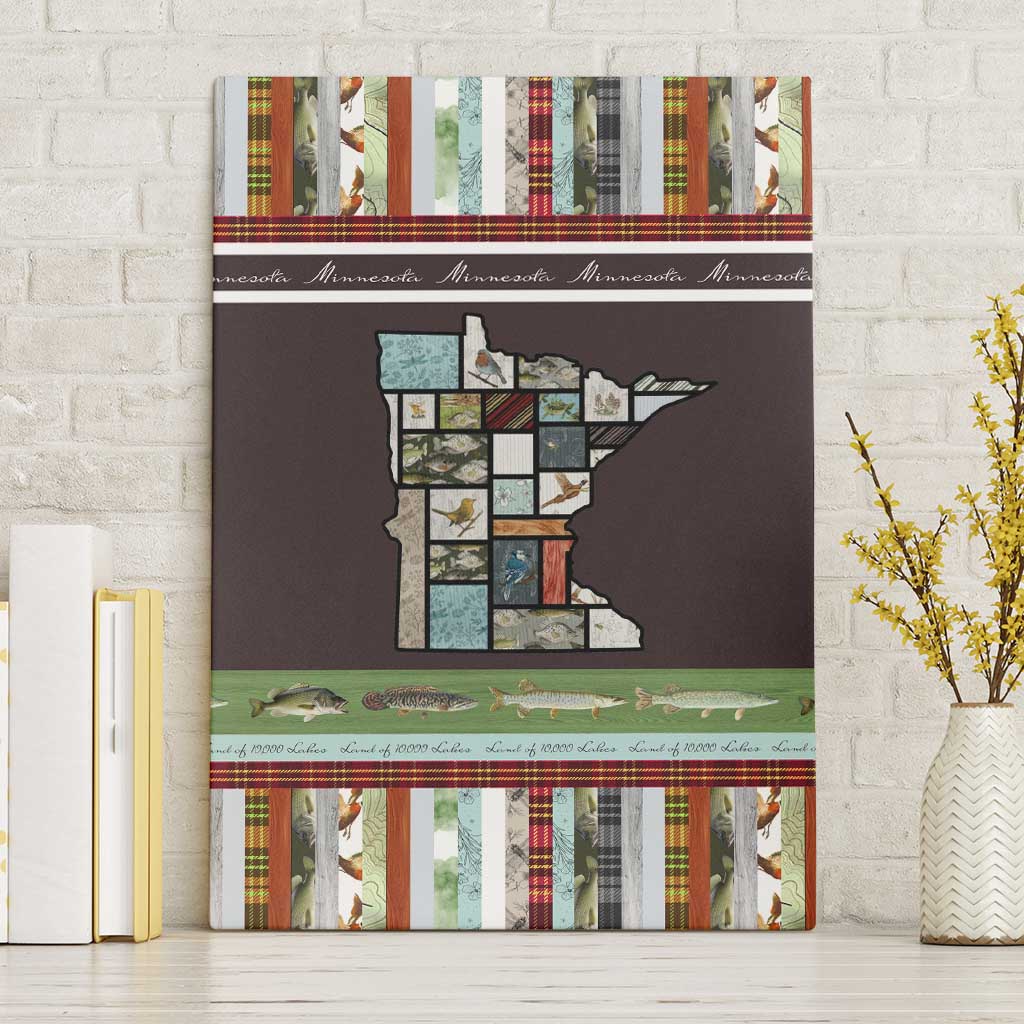In The Deep Heart Of Minnesota Christmas Design Canvas Wall Art Xmas Holiday Patterns - Wonder Print Shop