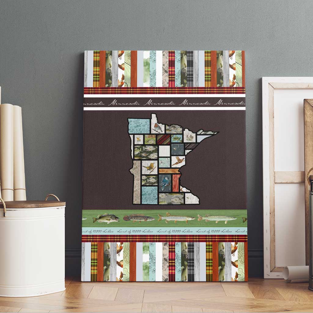 In The Deep Heart Of Minnesota Christmas Design Canvas Wall Art Xmas Holiday Patterns - Wonder Print Shop