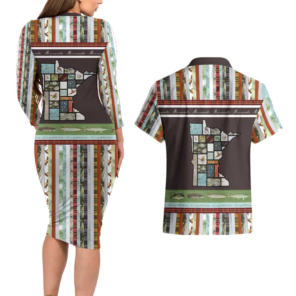 In The Deep Heart Of Minnesota Christmas Design Couples Matching Long Sleeve Bodycon Dress and Hawaiian Shirt Xmas Holiday Patterns - Wonder Print Shop