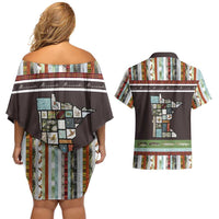 In The Deep Heart Of Minnesota Christmas Design Couples Matching Off Shoulder Short Dress and Hawaiian Shirt Xmas Holiday Patterns - Wonder Print Shop