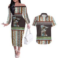 In The Deep Heart Of Minnesota Christmas Design Couples Matching Off The Shoulder Long Sleeve Dress and Hawaiian Shirt Xmas Holiday Patterns - Wonder Print Shop