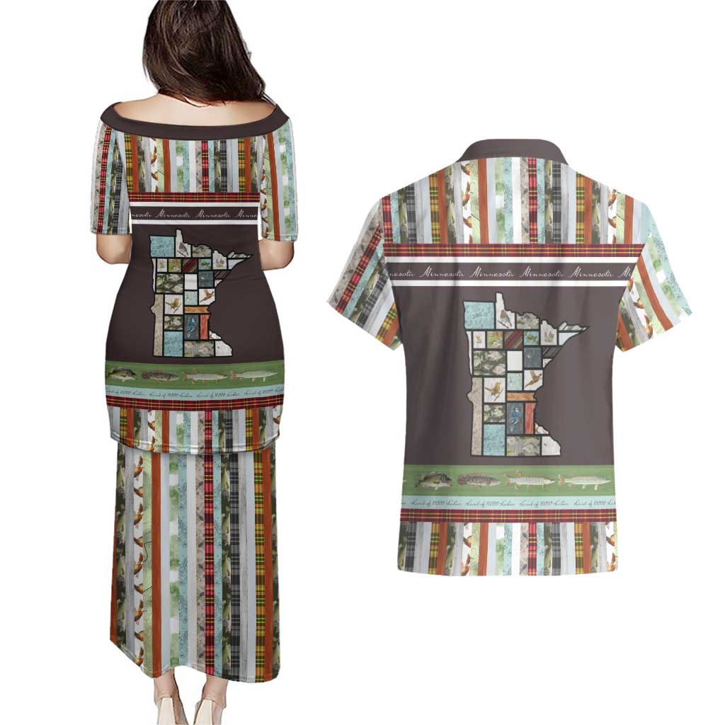 In The Deep Heart Of Minnesota Christmas Design Couples Matching Puletasi and Hawaiian Shirt Xmas Holiday Patterns - Wonder Print Shop