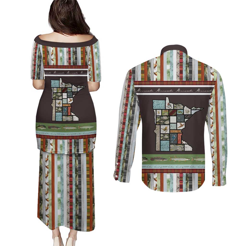 In The Deep Heart Of Minnesota Christmas Design Couples Matching Puletasi and Long Sleeve Button Shirt Xmas Holiday Patterns - Wonder Print Shop