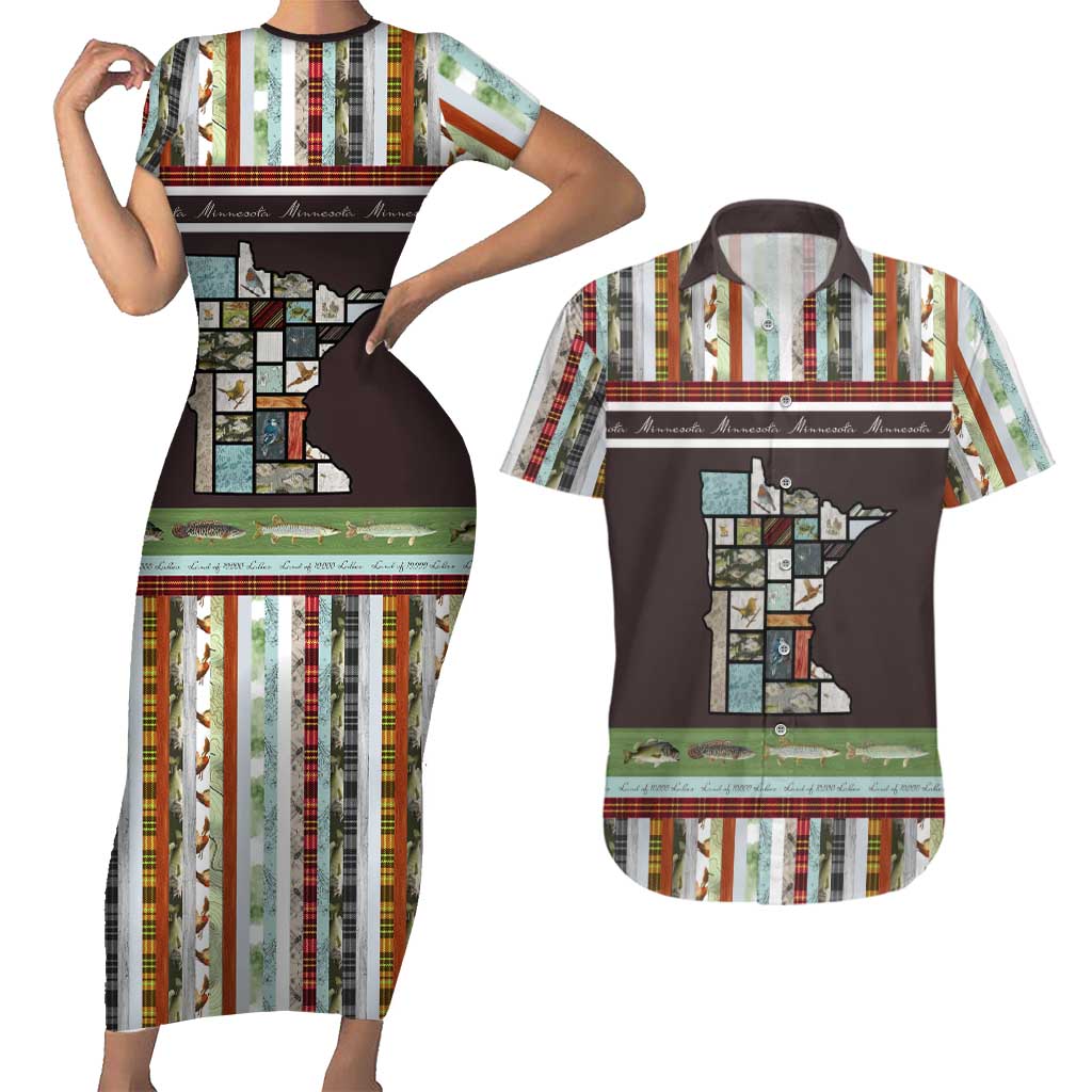 In The Deep Heart Of Minnesota Christmas Design Couples Matching Short Sleeve Bodycon Dress and Hawaiian Shirt Xmas Holiday Patterns - Wonder Print Shop