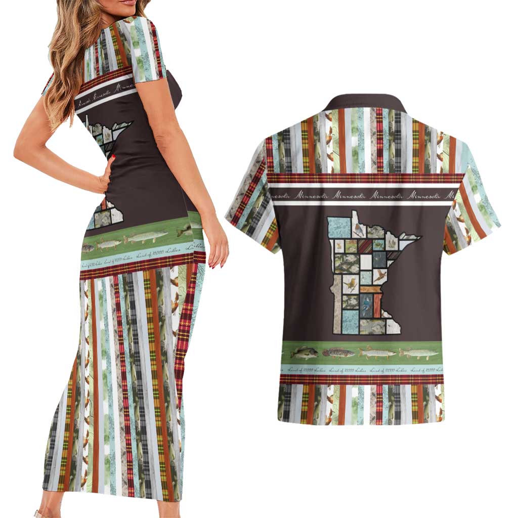 In The Deep Heart Of Minnesota Christmas Design Couples Matching Short Sleeve Bodycon Dress and Hawaiian Shirt Xmas Holiday Patterns - Wonder Print Shop