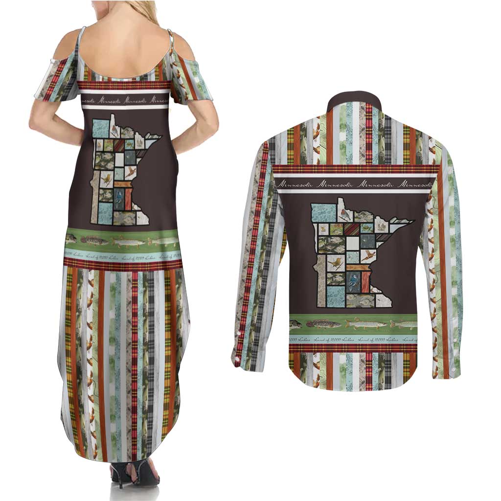 In The Deep Heart Of Minnesota Christmas Design Couples Matching Summer Maxi Dress and Long Sleeve Button Shirt Xmas Holiday Patterns - Wonder Print Shop
