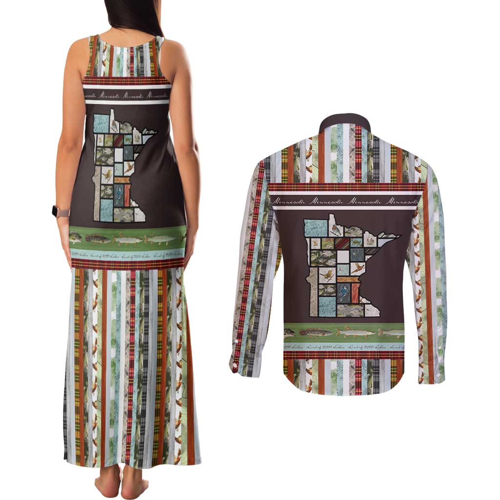 In The Deep Heart Of Minnesota Christmas Design Couples Matching Tank Maxi Dress and Long Sleeve Button Shirt Xmas Holiday Patterns - Wonder Print Shop
