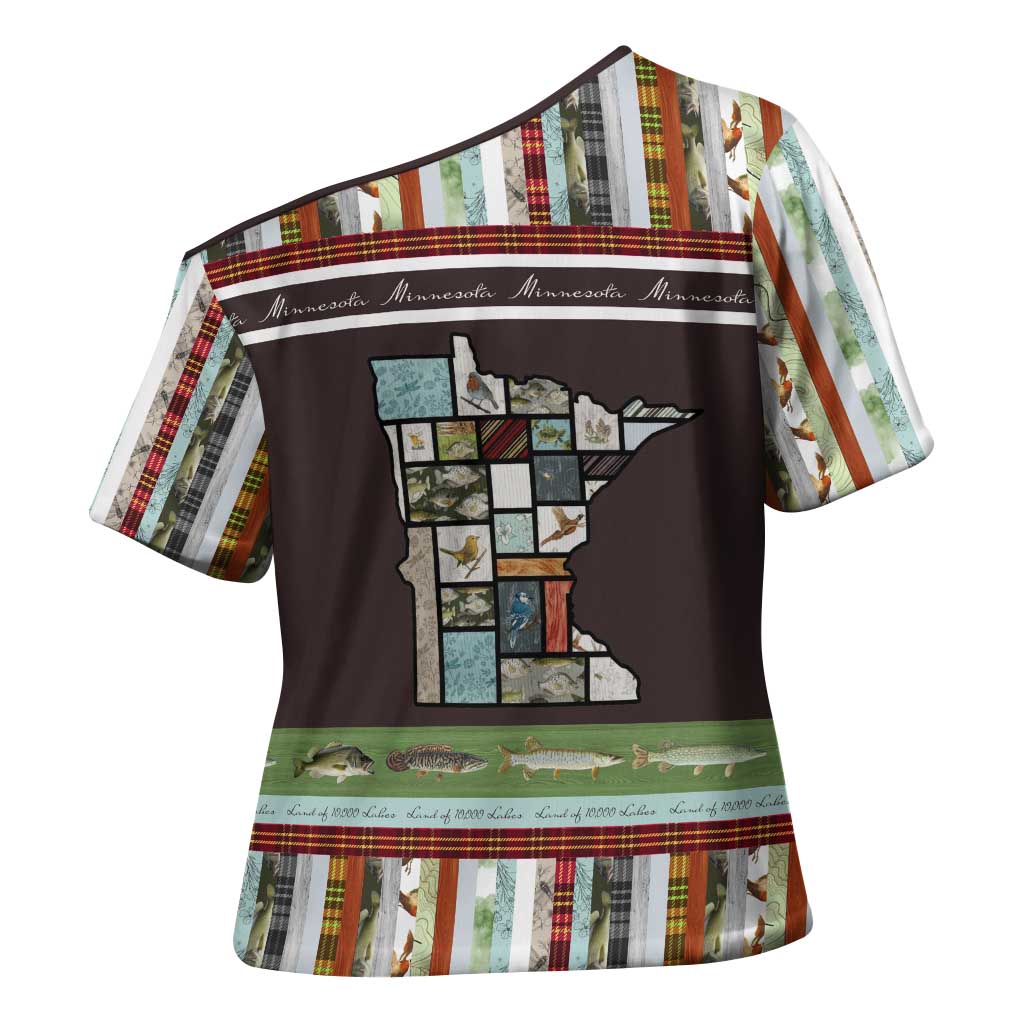 In The Deep Heart Of Minnesota Christmas Design Cross Shoulder Shirt Xmas Holiday Patterns - Wonder Print Shop
