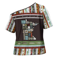 In The Deep Heart Of Minnesota Christmas Design Cross Shoulder Shirt Xmas Holiday Patterns - Wonder Print Shop