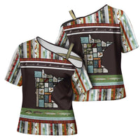In The Deep Heart Of Minnesota Christmas Design Cross Shoulder Shirt Xmas Holiday Patterns - Wonder Print Shop