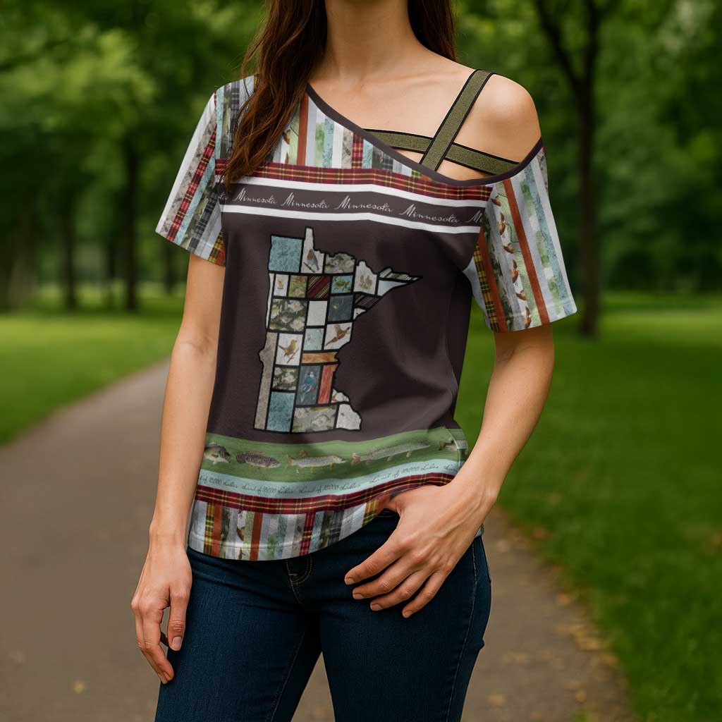 In The Deep Heart Of Minnesota Christmas Design Cross Shoulder Shirt Xmas Holiday Patterns - Wonder Print Shop